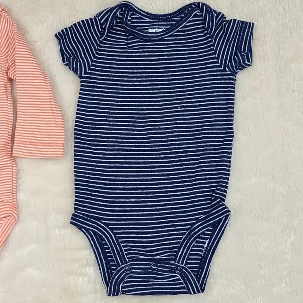 Carter's Baby Bodysuit Bundle 3M 4 Pack Striped Onesies Long Short Sleeve Unisex